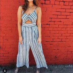 Striped keyhole cutout jumpsuit XS